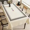 Mantel Estilo Americano Impermeable y a Prueba de Aceite Mantel de Mesa Sin Lavado Rectangular PVC Negro y Blanco Lujo Ligero Gama Alta Mesa de Café Mantel