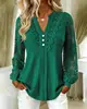 Estación Europea 2026 Comercio Exterior AliExpress Wish Camisa Nueva Color Sólido Cuello en V Encaje Blusa para Mujer