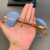 Monturas de Gafas Perforadas Sin Marco, Estilo Retro Redondo para Hombres y Mujeres, Adecuadas para Lentes Graduados