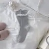 Calcetines de Primavera y Verano Youjiaxiu para Mujer, Calcetines Apilables Estilo Ins con Lazo de Encaje en el Talón, Calcetines Transpirables de Media Pantorrilla para Mujer