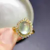 Anillo de semilla de uva natural hielo semilla fluorescente plata de ley 925 Seiko incrustado piedra principal 8x 10 mm piedra de semilla de uva natural