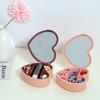 Caja de almacenamiento de joyas portátil lápiz labial collar aretes multifuncional con espejo caja de cosméticos transfronteriza en stock venta al por mayor