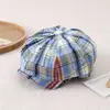Gorra Plana de Cuadros Retro para Hombres y Mujeres, Boina Delgada Transpirable de Verano, Gorra de Periódico, Sombrero Octagonal de Cuadros, Sombrero para Niños