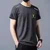 Camiseta masculina de manga curta de seda gelada, tamanho grande, solta, casual, para o verão, estilo coreano, roupas da moda, camiseta masculina