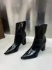 Primeiro Encontro Temporada Elegante Francesa Bico Fino Salto Bloco Zíper Lateral Botas Curtas de Cano Curto Martin Botas Femininas 2026 Outono/Inverno Novo Salto Alto Emagrecimento