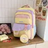 Mochila Estilo Japonês Novo Modelo, Alto Valor Estético, Mochila Fofa para Alunos do Ensino Fundamental, Color-Blocking, Mochila com Múltiplos Compartimentos para Alunos do Ensino Médio
