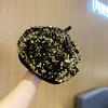 Boina de lentejuelas coloridas para otoño e invierno, nueva moda para mujer, gorro octogonal de calle que combina con todo, gorro de pintor de moda coreana, gorro de boina