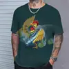 2024 comercio exterior transfronterizo verano nuevo gallo europeo y americano impresión digital 3D manga corta cuello redondo camiseta top para hombre