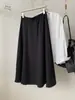 Elegante Falda de Lana A-line con Patchwork para Mujer, Falda Negra A-line de Cintura Alta Adelgazante, Falda Media de Cola de Pescado de Alta Gama Otoño/Invierno 2026