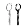 Pendientes coreanos de doble cadena sin agujero en la oreja clip para oreja personalidad simple pendiente largo acero inoxidable pendientes vintage