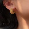 Nuevos Pendientes de Malla con Púas Estilo Ins Pendientes de Oro de 18K Anillo de Acero Inoxidable Pendientes de Acero de Titanio Pendientes