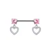 Anillo para Pezón Transfronterizo de Nuevo Producto Incrustado con Circonio en Forma de Abanico Cabeza de Gato con Corazón Cabeza de Conejo Acero Inoxidable Circonio de Colores Clavos para Pezón Europeos y Americanos Venta al por Mayor en Línea
