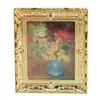 1:12 Muñecas Casa de Muñecas Modelo Artificial Mini Muebles Accesorios Adornos Pintura al Óleo Dorada Flores