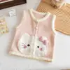 Colete de tricô doce com laço para meninas, novo estilo 2026, colete infantil de desenho animado de gato da moda
