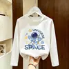 Camiseta de Moda de Algodón Puro para Niños de Manga Larga Camisa de Capa Base para Niños Otoño Estampado de Dibujos Animados Americano Moderno Top