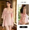 Precioso y sexy pijama, dulce malla de encaje con copas, camisola de noche con escote en V profundo, bata, conjunto de ropa para casa C6138