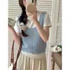 Chaleco de punto hueco estilo coreano para mujer, top sin mangas en capas, prenda exterior elegante, chaleco base