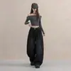 Jeans de estructura de panel retro americano, nuevos pantalones casuales de pierna ancha suelta de alta calle con curva, admite envío directo