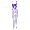 Nova Roupa Sexy de Renda com Recortes e Laços para Comércio Exterior Europeu e Americano, Meia-calça Sexy de Rede com Abertura no Gancho W040