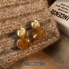 Nuevos Pendientes de Tachuela Ojo de Tigre Otoño/Invierno 2026 para Mujer Lujo Ligero Nicho de Gama Alta Pendientes con Estampado de Leopardo Accesorios de Pendientes con Temperamento Personalizado