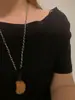 Collar Colgante de Madera Retro Estrella y Luna Tridimensional para Mujer Cadena Larga para Suéter