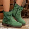 Botines de Trabajo Cuadrados de Tacón Grueso de Gamuza de Gran Tamaño para Mujer, Importación de Otoño, Cremallera Lateral Nueva, Punta Redonda, Botas de Motocicleta Deseo