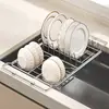 ¡Guau, este fregadero de cocina cuenta con un escurridor retráctil hecho de acero inoxidable 201, perfecto para secar platos y utensilios!. Es una gran adición a la encimera de tu fregadero