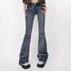 Pantalones acampanados de cintura alta para mujer, estilo americano, estilo retro, para otoño e invierno, con diseño de industria pesada, vaqueros adelgazantes