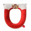 Funda para Asiento de Inodoro de Año Nuevo con Estampado Lindo para Uso Doméstico, Cojín Cálido de Felpa Lavable, Almohadilla de Inodoro Estilo Cremallera de Dibujos Animados