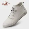 Botas Genuínas de Couro de Carneiro para Mulheres, Botas de Couro de Cano Alto, Couro Genuíno, Quentes e Antiderrapantes para Outono e Inverno, Confortáveis e Casuais Botas Martin de Exterior