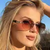 Gafas de sol poligonales de moda con biselado sin montura para mujer, estilo callejero personalizado transfronterizo, gafas de sol fotocromáticas