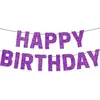 Decoraciones de Pancarta para Fiesta de Cumpleaños Transfronteriza, Adornos Colgantes de Letras con Brillo de Feliz Cumpleaños, Productos Terminados al por Mayor
