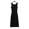 2024 Verão Novo Europeu e Americano Kardashian Elegante Slim-fit Vestido Spice Girl Falso Duas Peças Alça Colete Vestido Longo para Mulheres