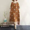 Bata de Noche de Algodón y Seda con Estampado Vintage para Mujer, Manga Corta de Verano, Corte Holgado, Tallas Grandes, Vestido Estilo Vacaciones para Mujeres de Mediana Edad y Mayores