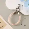 Chaveiro Mola Cordão de Telefone Transparente com Bolinhas Pingente de Metal Textura de Gelatina Corda Anti-perda DIY Pingente Pequeno Fofo