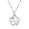 Collar de Plata Esterlina S925 Rueda de la Fortuna Flor Mariposa para Mujer Versátil Nicho Sentido de Alta Gama Nuevo Estilo Chino Cadena Clavícula