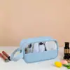 Bolsa Cosmética Transparente de PVC Grande Capacidade Bolsa de Banho Viagem Portátil Impermeável Bolsa de Higiene Spliced Bolsa de Armazenamento de Cosméticos