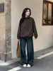 Moda Outono 2026 Nova Jaqueta Casual Versátil Chique Solta Top Coreano Retrô Gola Alta Casaco Curto para Mulheres