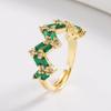 Aogu Nicho Lujo Accesible Cobre Chapado Oro de 18K Zircón Anillo Geométrico Abierto Anillo de Moda Francesa Suministro Transfronterizo