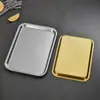 Bandeja Rectangular de Acero Inoxidable Engrosada Plato Plano de Fondo Plano Cuadrado Doméstico Plato de Comedor Plato para Barbacoa Comercial Plato para Parrilla