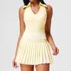 Ropa de Tenis de Color Contrastante Traje Deportivo para Mujer Top Deportivo Fitness Chaleco de Yoga de Secado Rápido Falda Corta Media Falda
