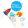 Tarjeta de Pastel de Astronauta Cohete Planeta Espacial Nave Espacial OVNI Dioses Masculinos Postre de Cumpleaños Adornos de Disfraz