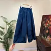 Calça jacquard casual versátil estilo chinês ZhilieNew para mulheres, novo modelo outono 2026, cintura alta elástica com efeito de drapeado