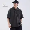 Camisa Polo de Manga Corta para Hombre de Verano Fina Estilo Americano Retro Holgada Casual Secado Rápido Lapp Media Cremallera Camiseta Top