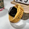 Para Apple Watch Correa de Apple Watch iwatch Modificada Color Sólido Silicona Letra de Deducción Correa de Reloj