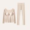 [Alta calidad] Calentamiento de Ropa interior térmica de terciopelo para mujer ropa de otoño pantalones largos camisa base de lana seda para mujer traje cálido
