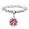 Pulsera Vibratoria de Acero Inoxidable para Aromaterapia Repelente de Mosquitos Árbol de la Vida Caja de Perfume con Aceite Esencial Pulsera Magnético-estrictiva para Parejas