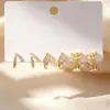 Novedades de Verano: Delicados Pendientes de Circonita Microincrustada, Juego de Tres Pares, Frescos y Dulces, Pendientes Versátiles y Elegantes con Circonita Microincrustada