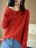 Cárdigan de Punto de Lana 100% para Mujer, Cuello Redondo, Casual, Diario, Adelgazante, Otoño e Invierno 2022, Cachemira, Nuevo Celebrante de Internet