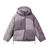 Ropa Vintage 2025 Invierno Pareja de Moda Marca Personalidad Cremallera Diagonal Bloque de Color Cuello Alto Chaqueta de Plumas Hombres y Mujeres Abrigo Cálido